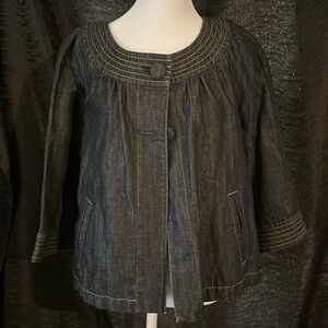 Ann Taylor cropped denim three-quarter sleeve swing jacket, EUC, S